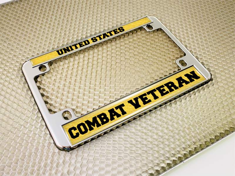 U.S. Combat Veteran - Motorcycle Metal License Plate Frame